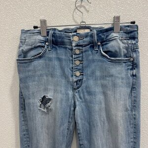 MOTHER Pixie Ankle Fray Jeans Size 28 Distressed Button Fly Mother Jeans